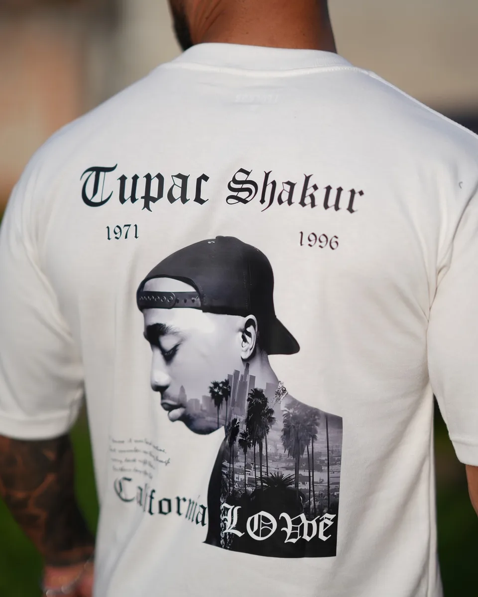Camiseta oversized Tupac branca